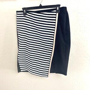White House Black Market Asymmetrical Pencil‎ Skirt - Black/White,Tan - Size 10